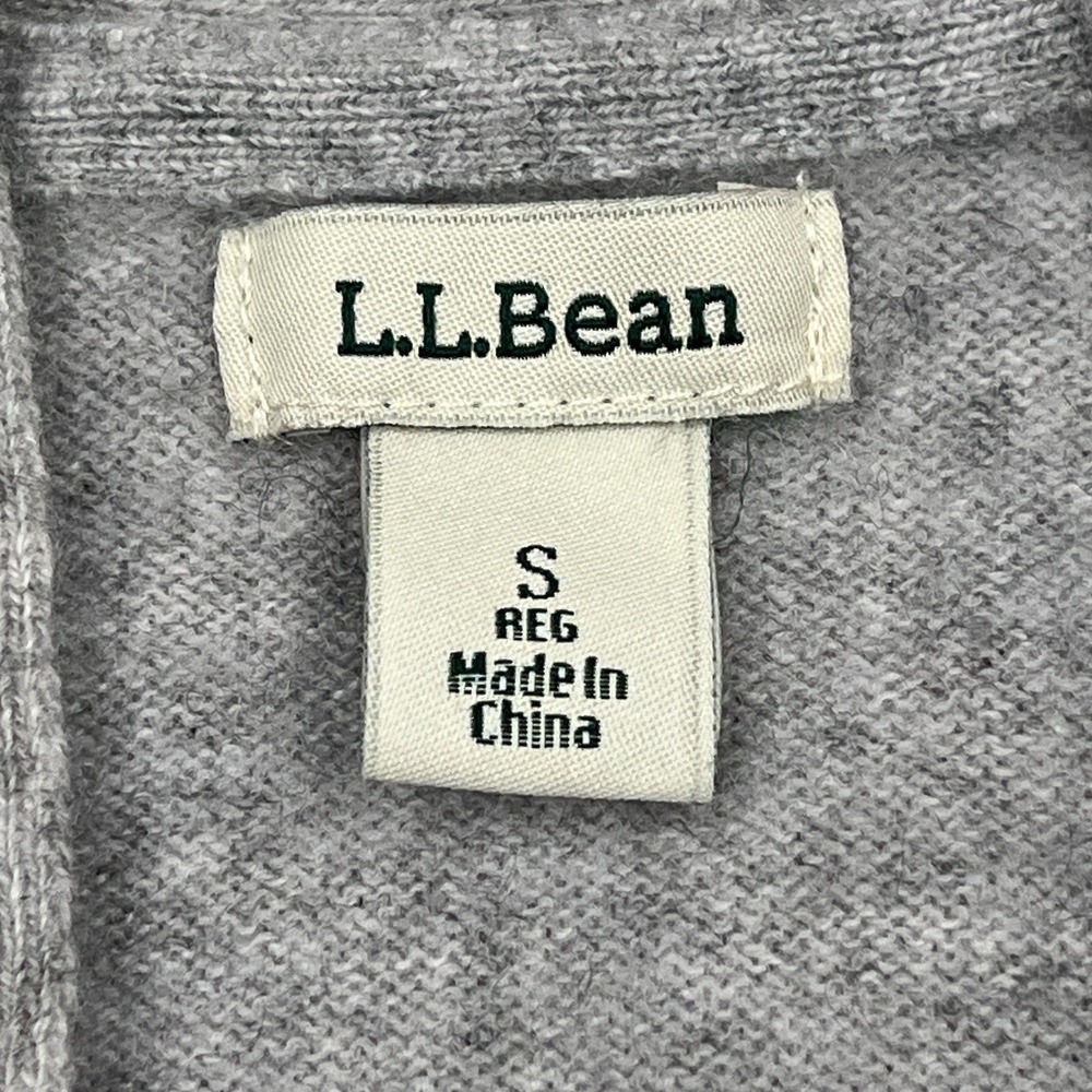 LL Bean Cardigan Womens Small Gray 100% Cashmere Open Front Pockets Knit Sweater - Picture 2 of 10